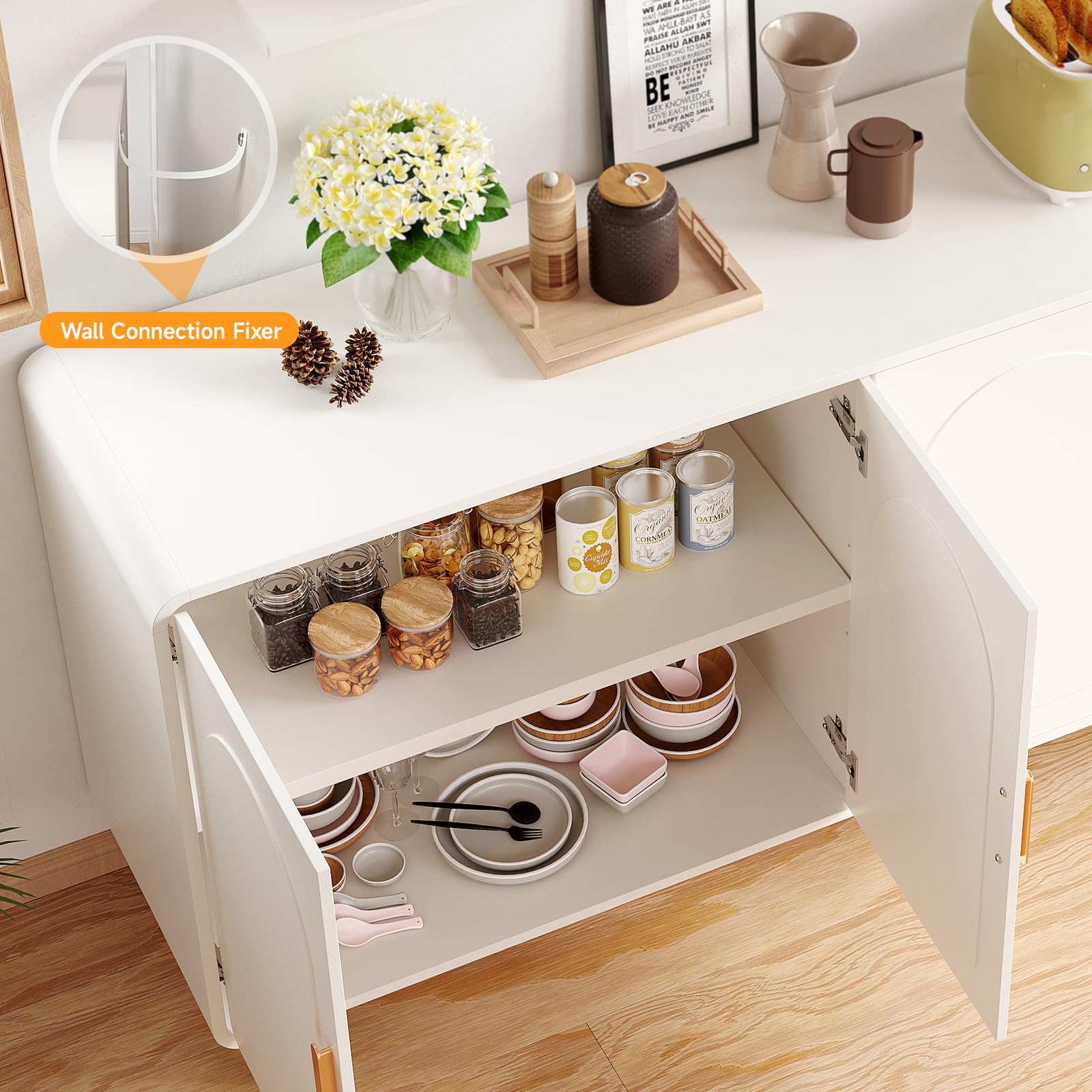60" Sideboard Buffet Cabinet with Doors & Shelves