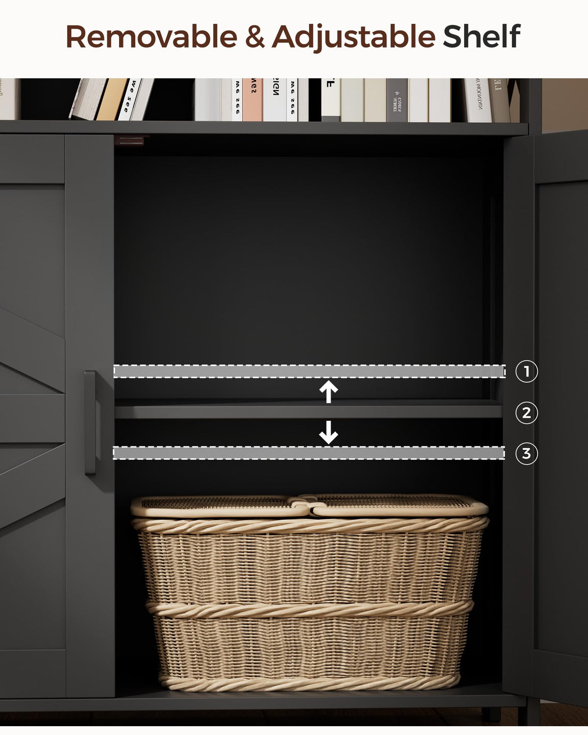Homhedy Small Coffee Bar Cabinet, Buffet Cabinet with Adjustable Shelf