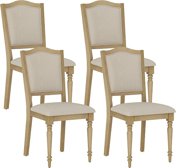 Farmhouse Dining Chairs Set of 6 with Cross-Back & Upholstered Seat