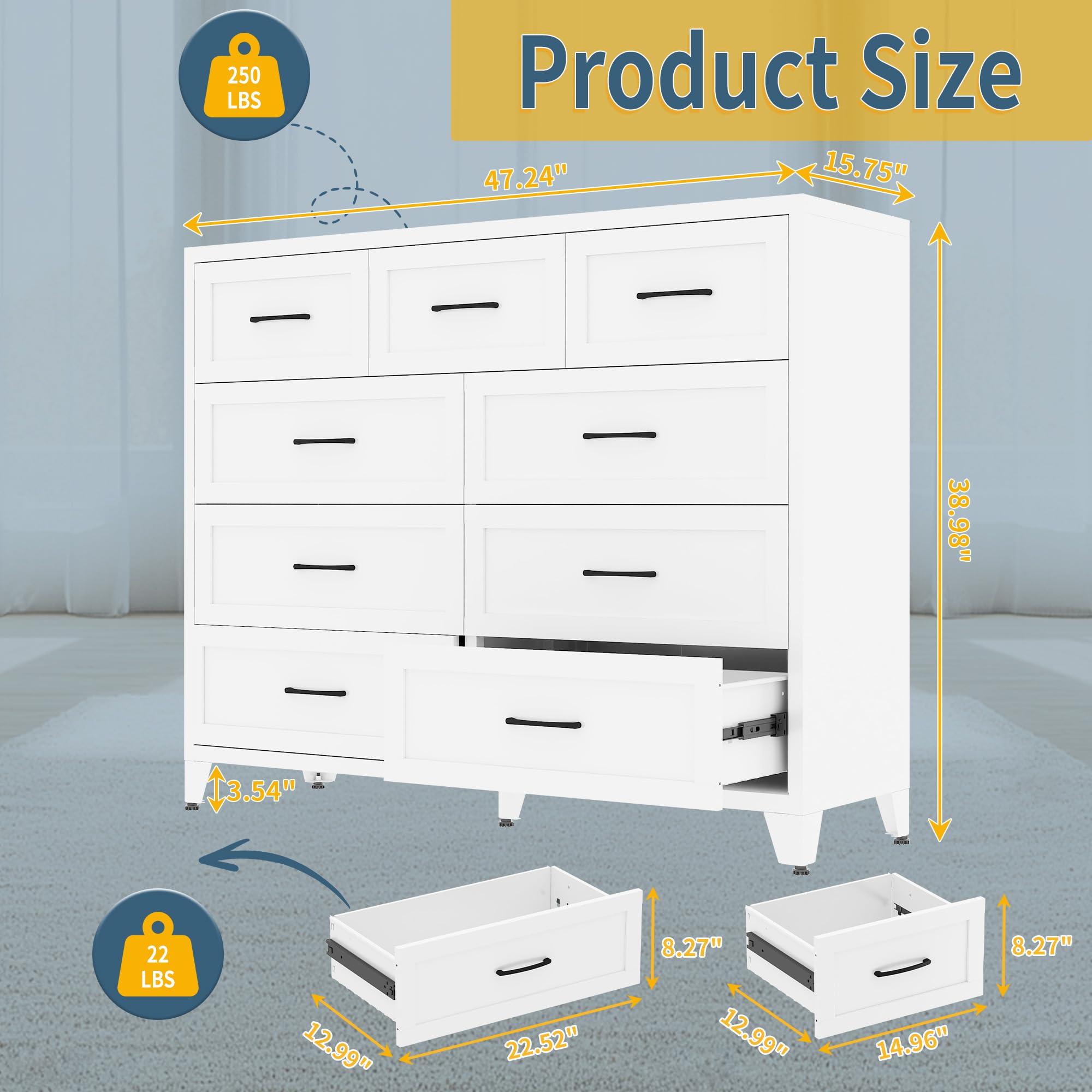 Steel Dresser with Drawers