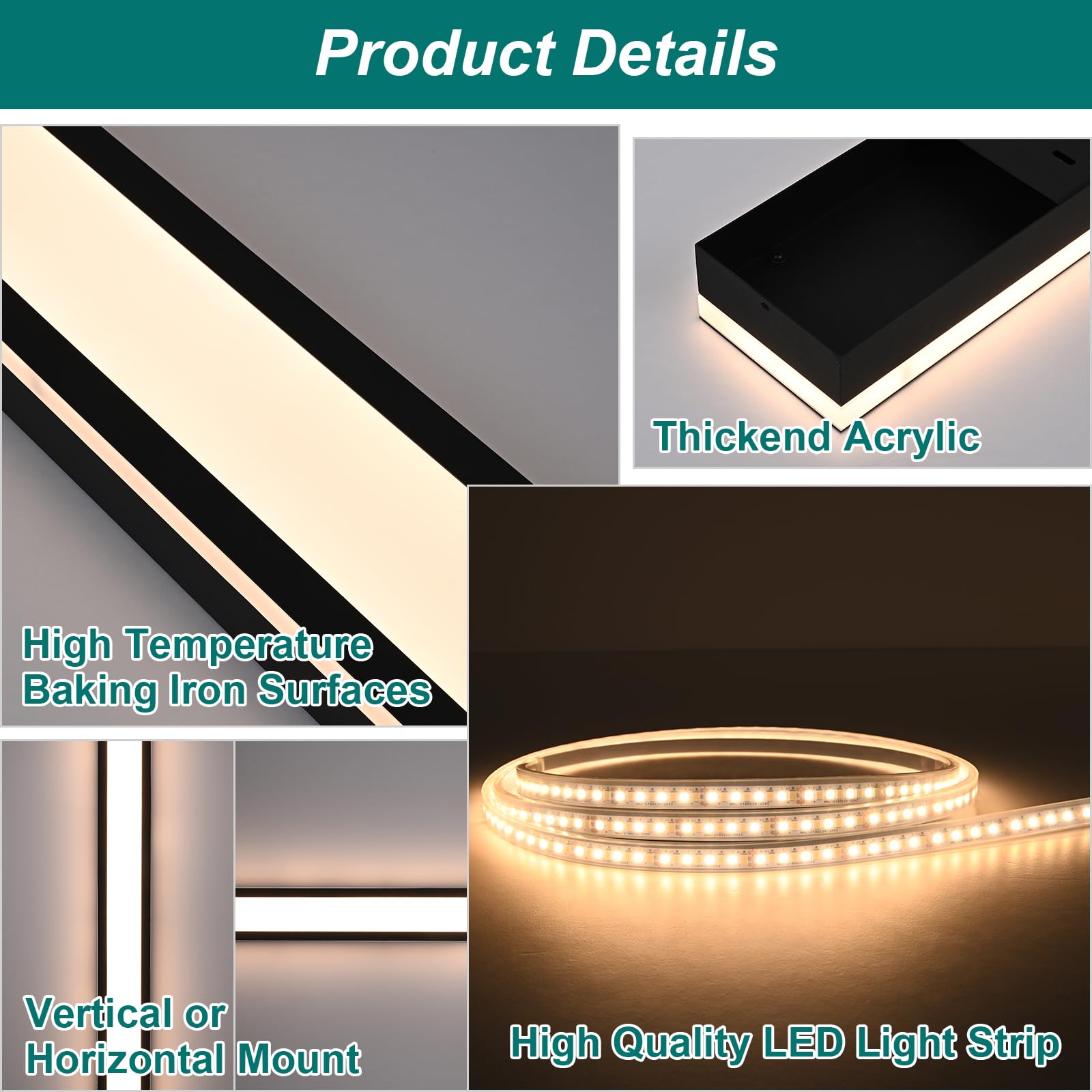 Long Outdoor LED Wall Sconce – 2 Pack, Dimmable 5CCT Linear Light