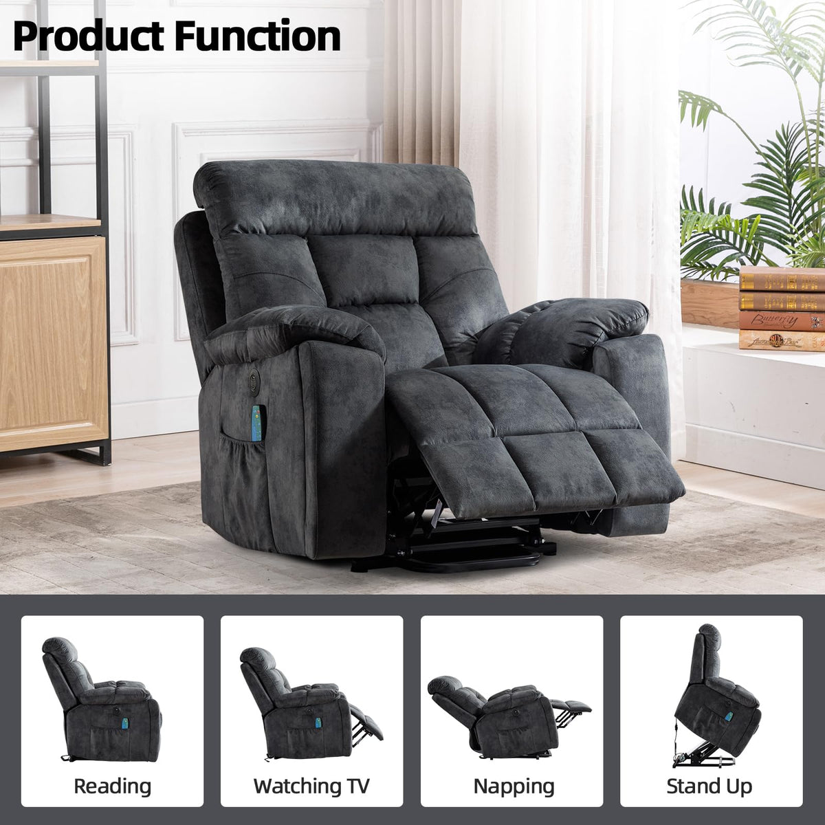 Oversized Heated Massage Lift Recliner