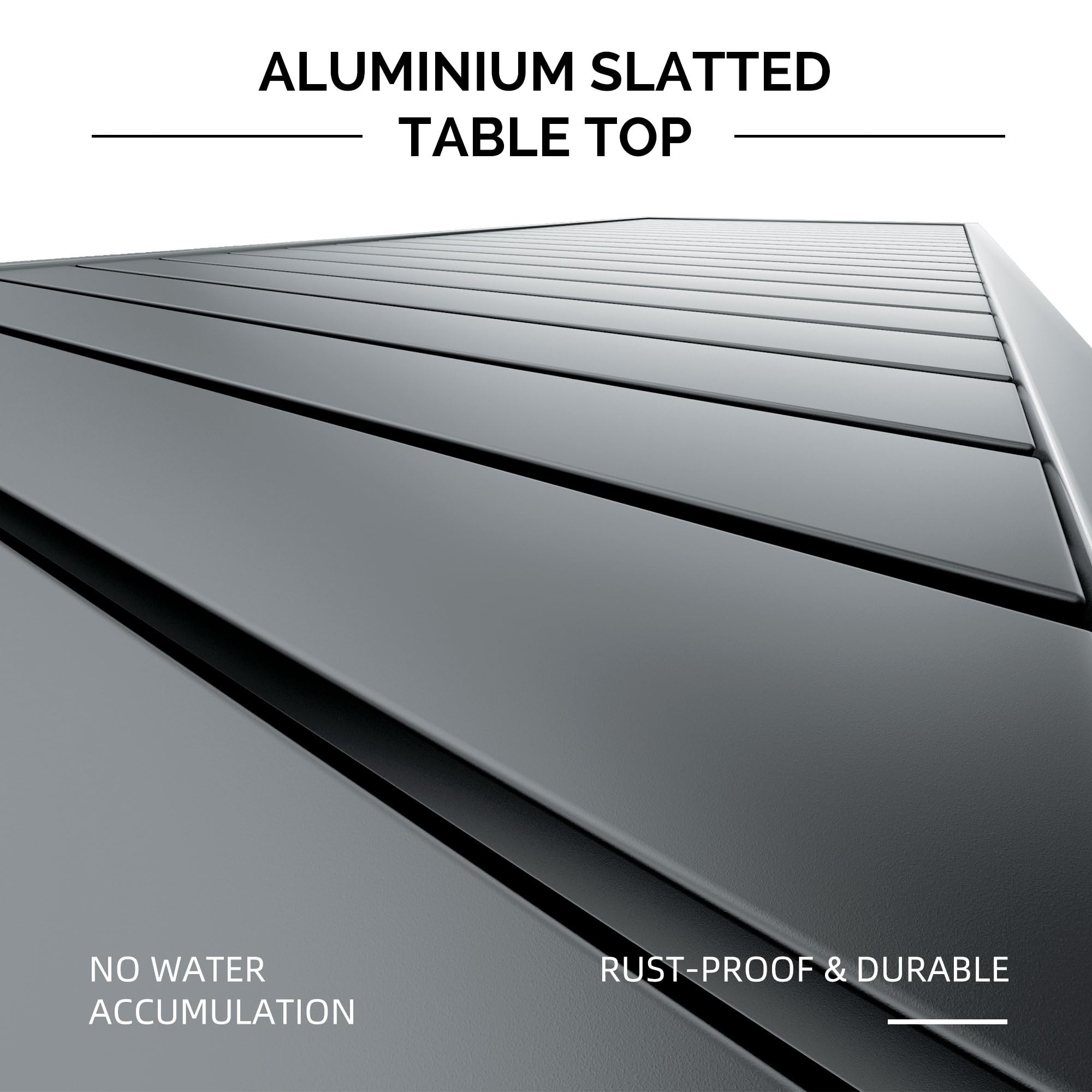 PURPLE LEAF Outdoor Dining Table 121" X 37" Slatted Tabletop Large Aluminum Rectangular Patio Dining Table for 10, Weather-Resistant Patio Table for Backyard Garden Lawn Porch Deck