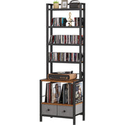 Epouseter 6-Tier DVD Shelf, Vinyl Record Storage Rack with Drawers