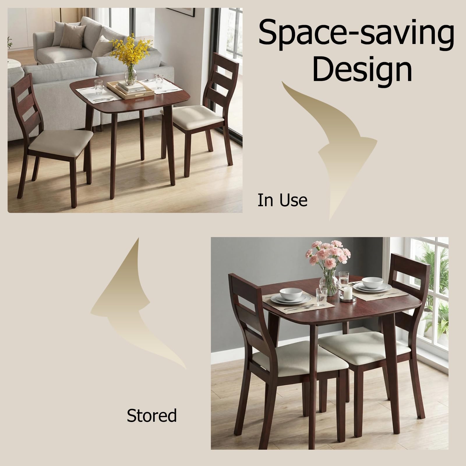 3-Piece Small Dining Table Set for 2