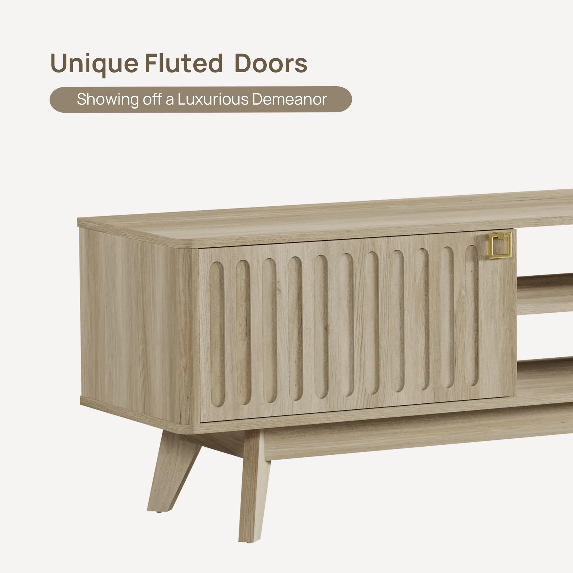 70" Fluted-Door TV Stand with Storage Cabinets