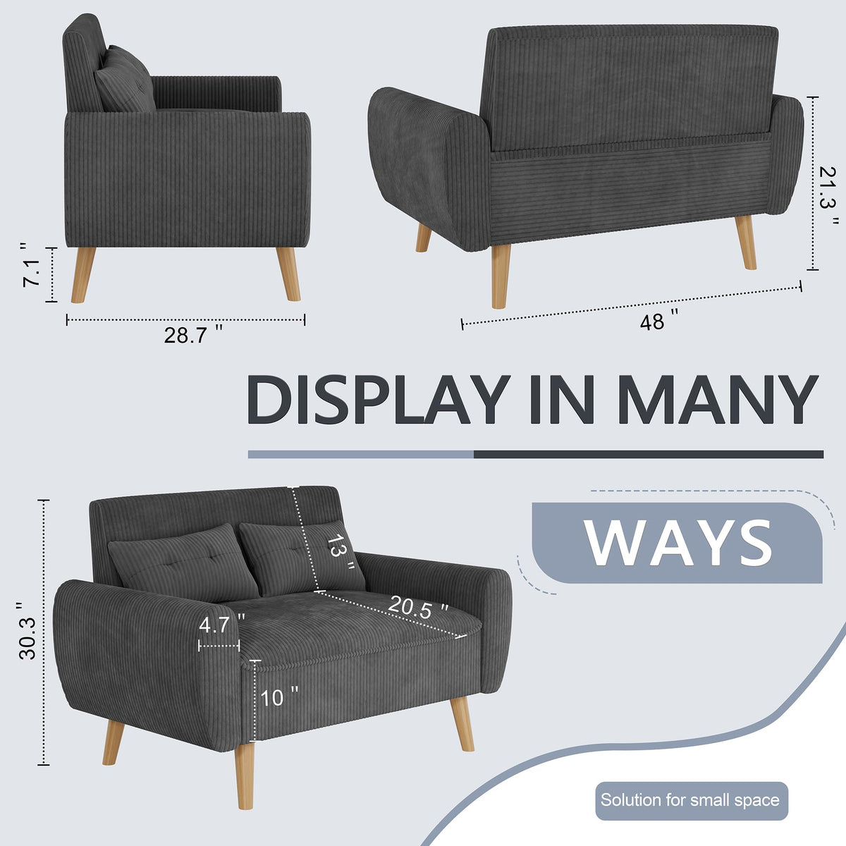 Compact Fabric Loveseat