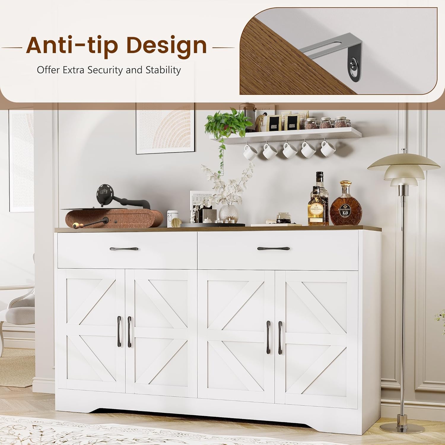 Sideboard Buffet Cabinet with Storage, 55.1"