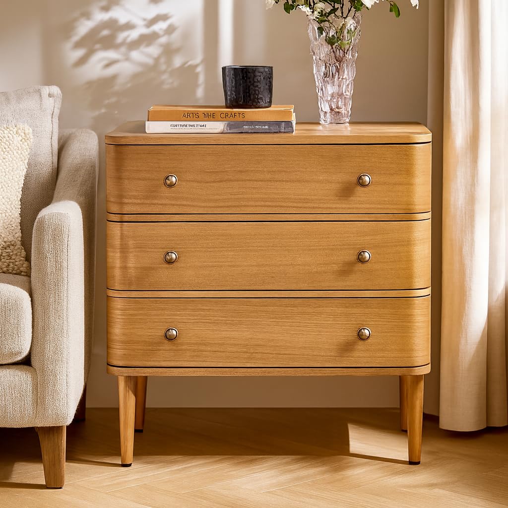 HULALA HOME 3 Drawer End Table with Charge Station, Set of 2, Oak