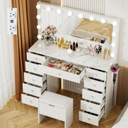 VOWNER Vanity with Lighted Mirror - 46" Makeup Vanity Desk with 11 Drawers