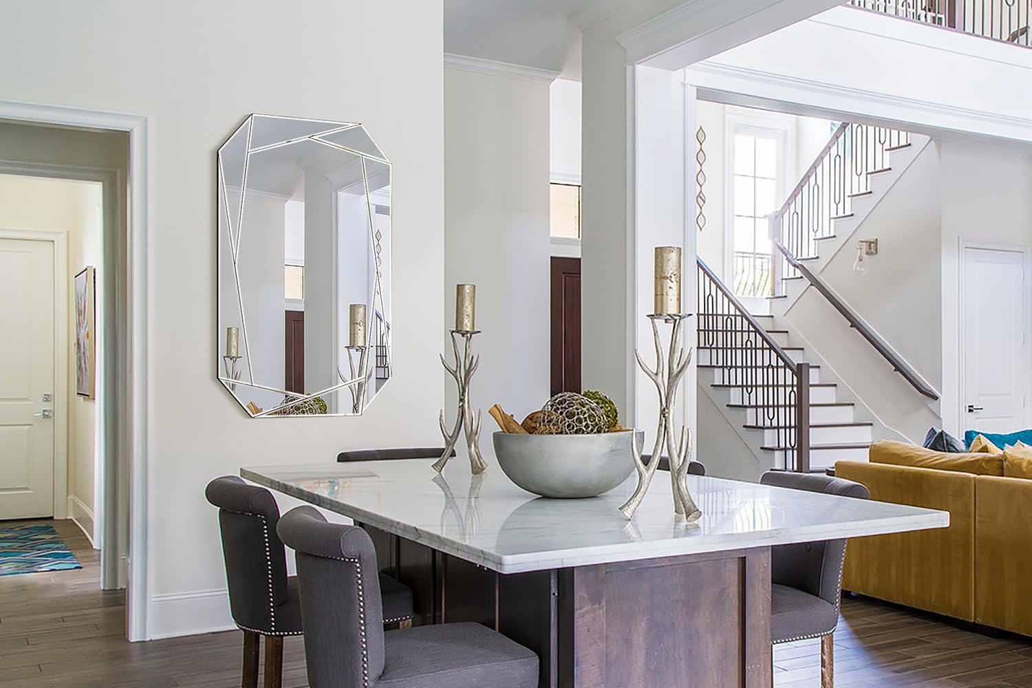 Hexagonal Frameless Beveled Wall Mirror