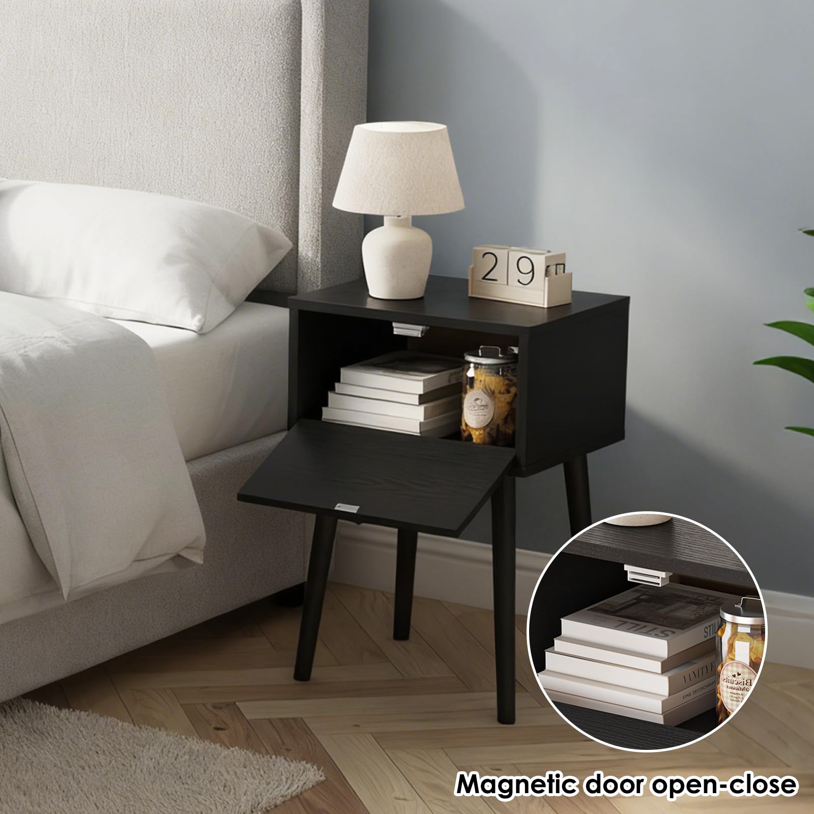 Nightstands Set of 2 with Fluted Door
