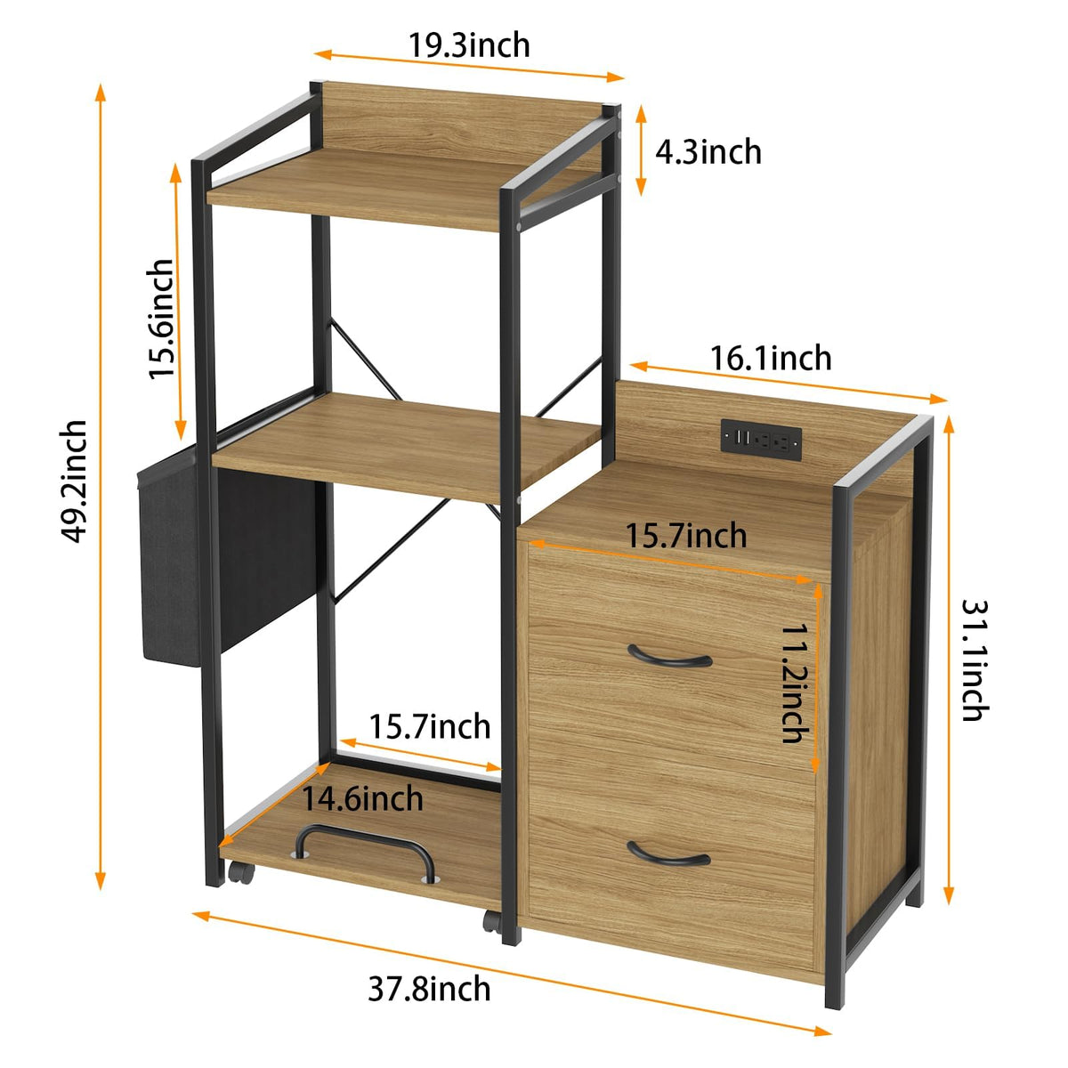 2-Drawer File Cabinet with LED Lights