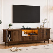 63" Mid-Century Modern TV Stand with LED Lights & Power Outlet