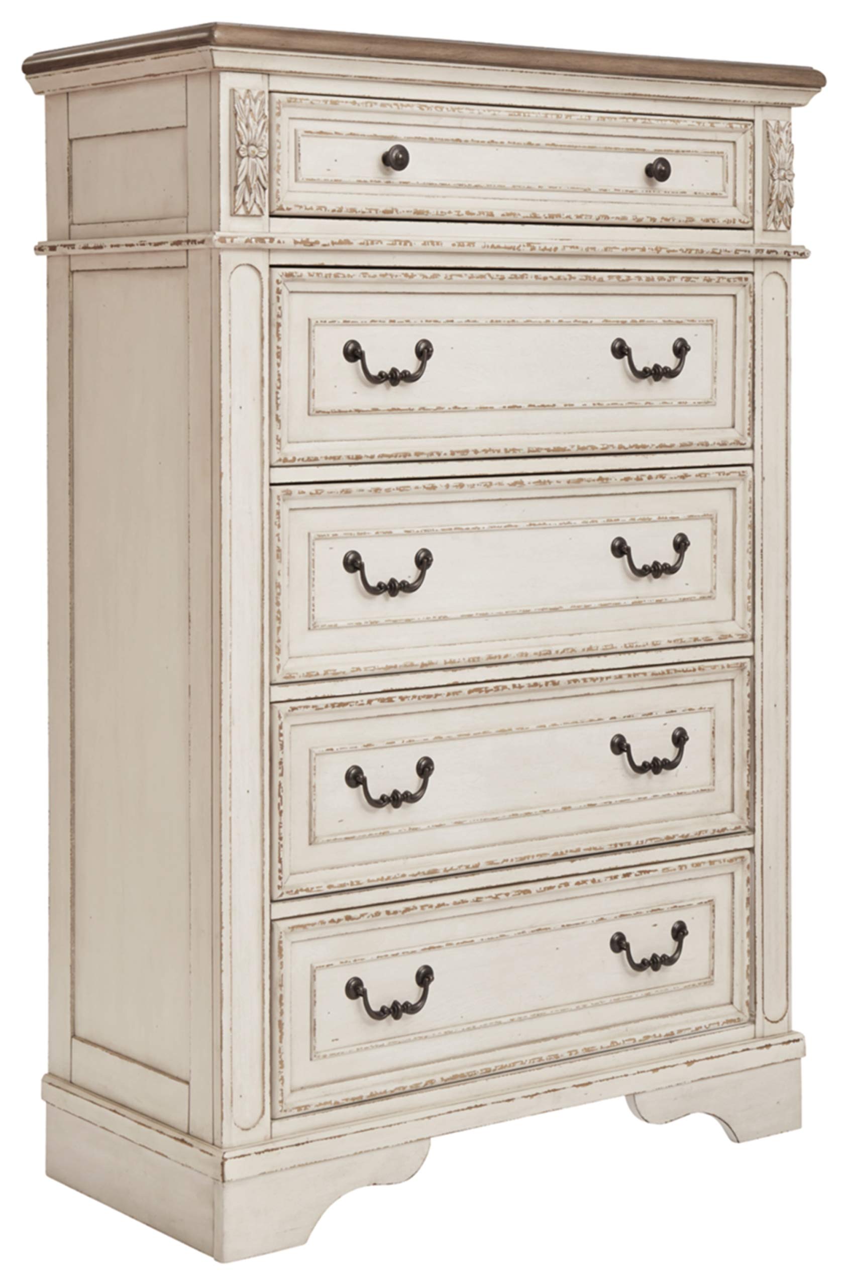 5-Drawer Chest Dresser – Chipped White