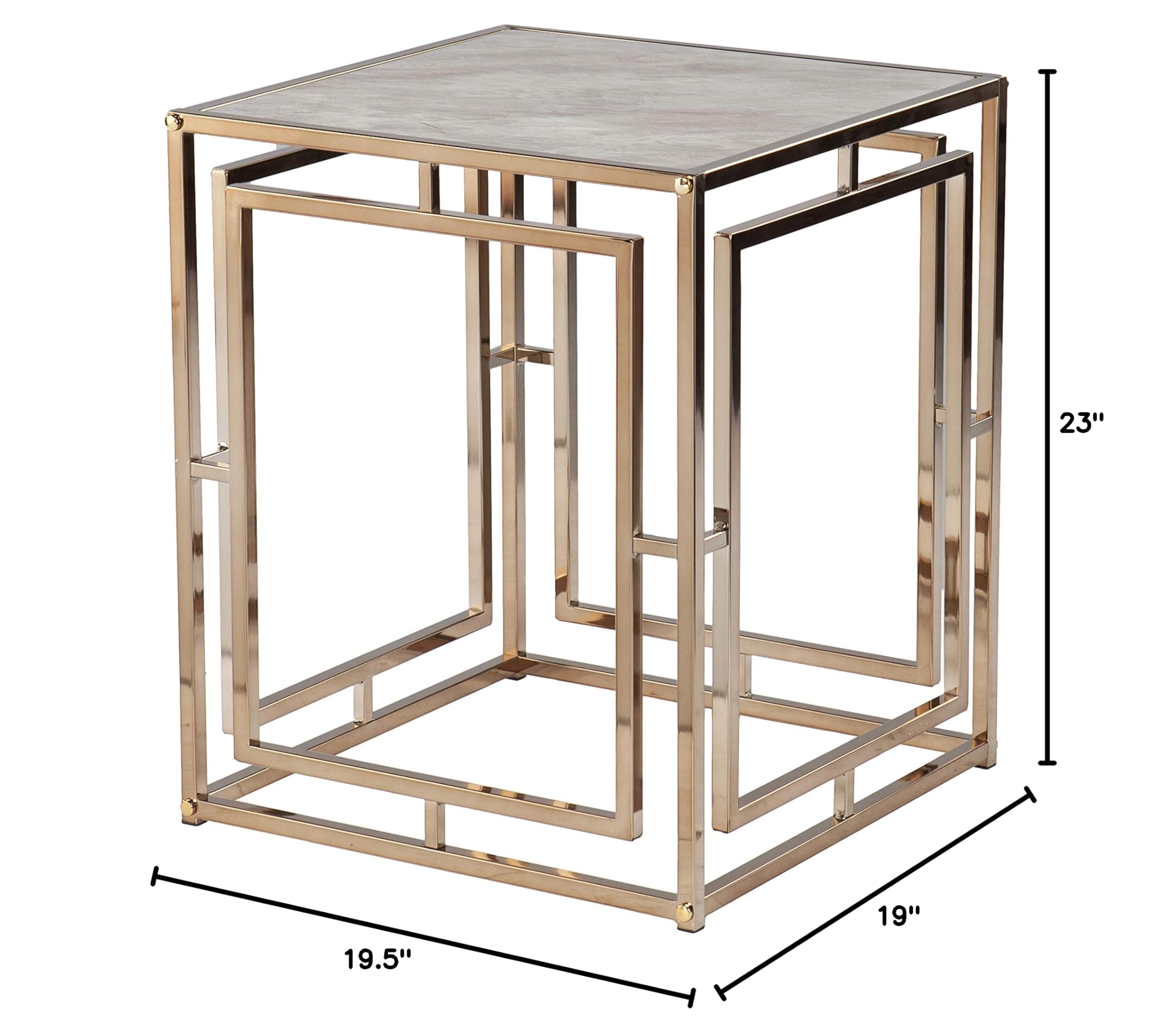 Faux Marble Square End Table