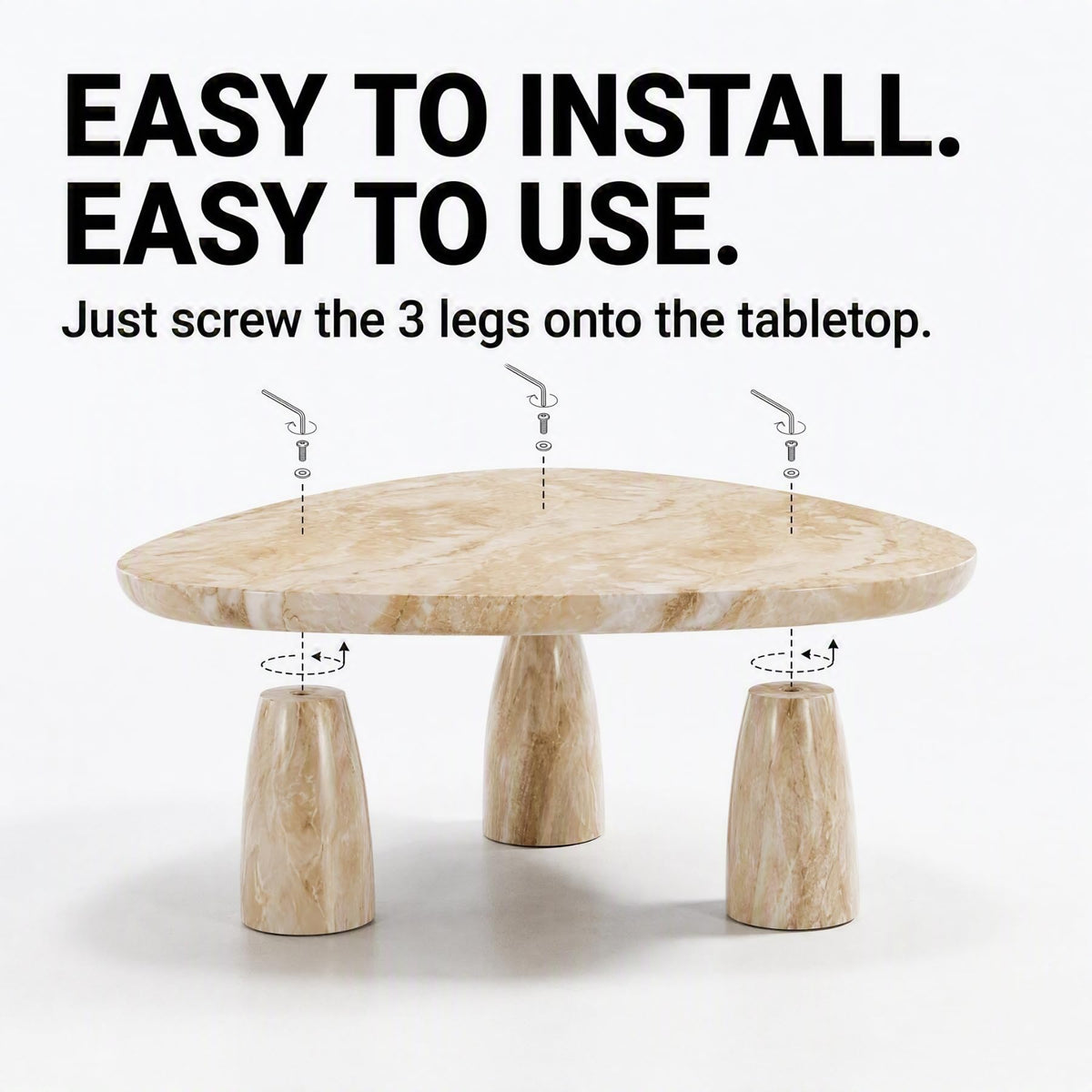 Triangular Marble-Look Coffee Table