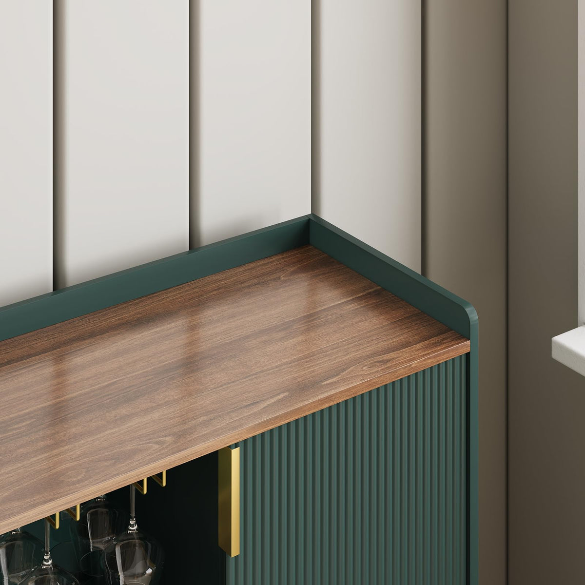 Green Fluted Wine Cabinet