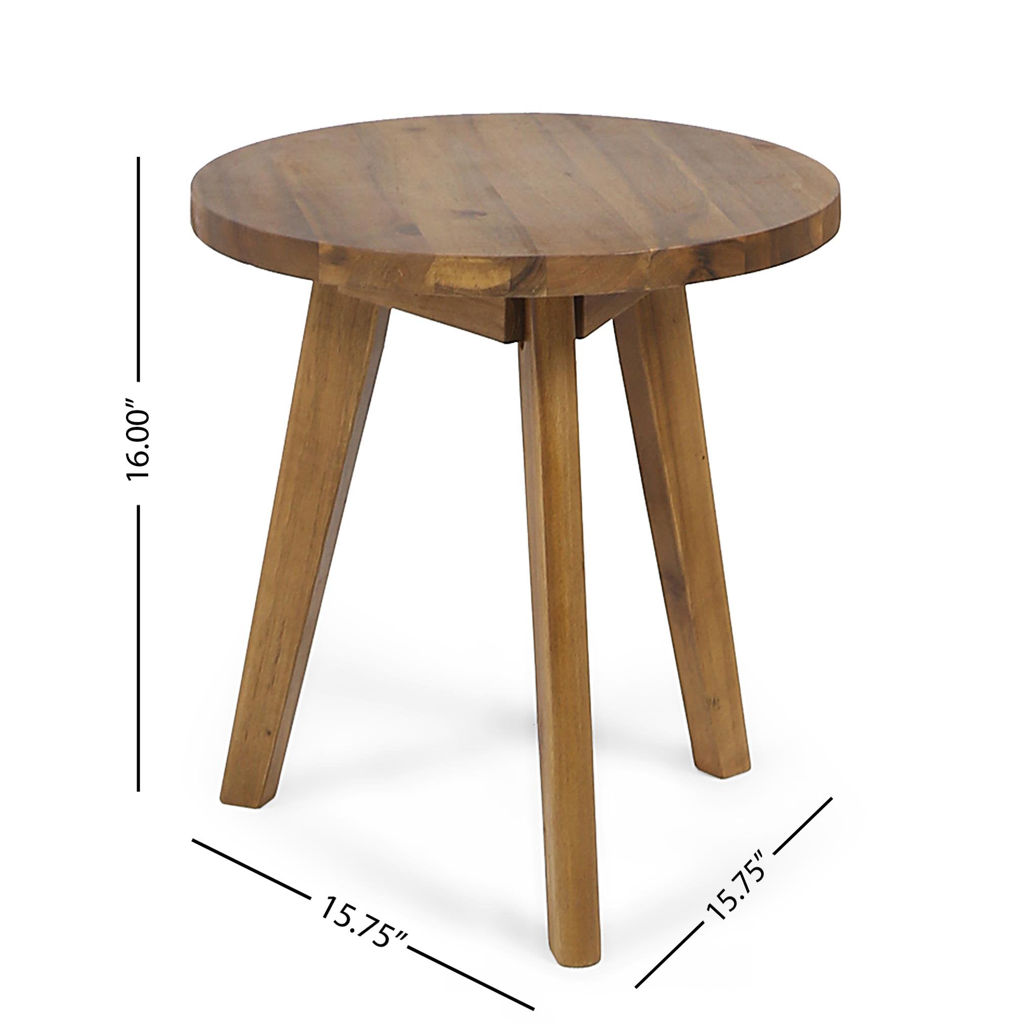 Acacia Wood Round Outdoor Side Table