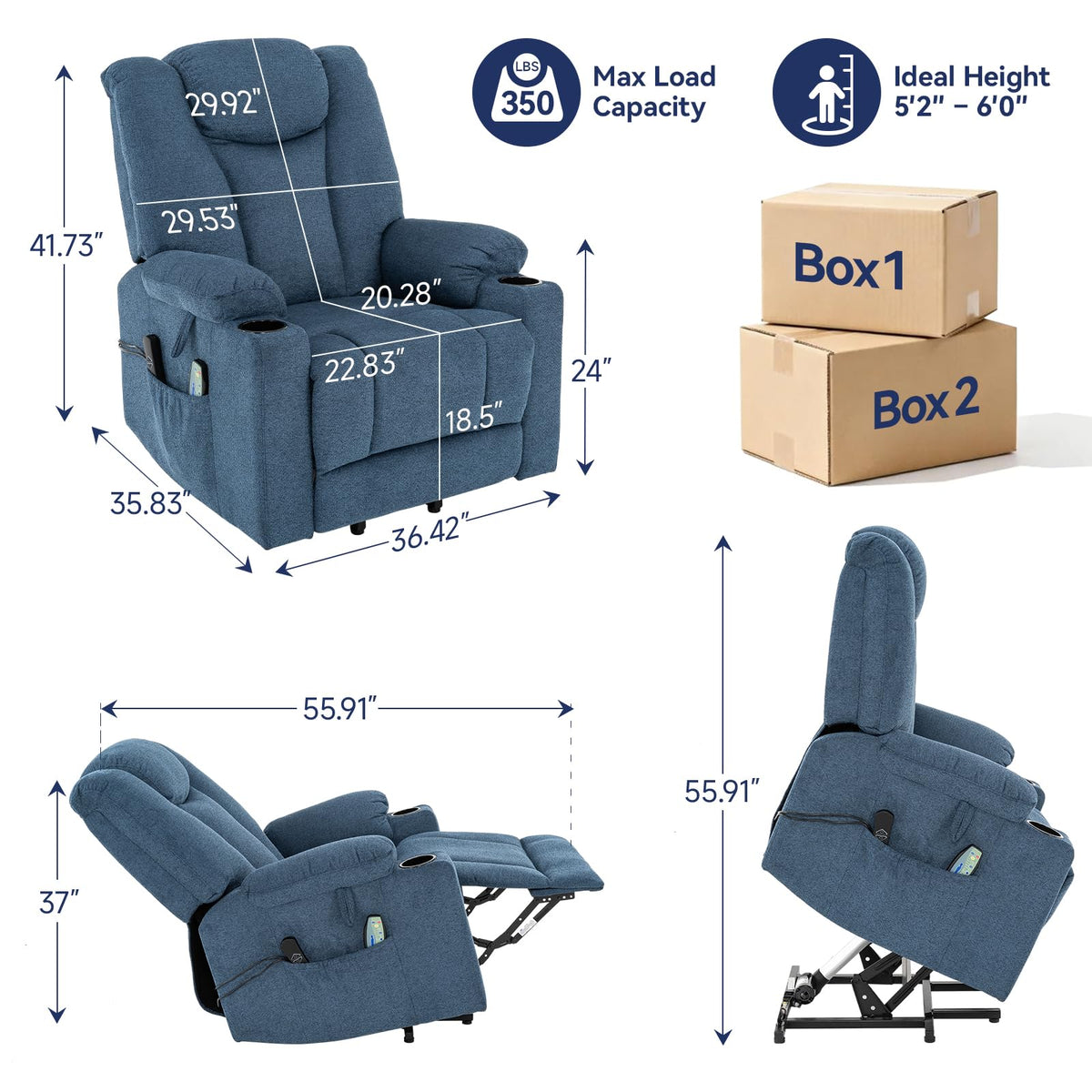 Brage Living Power Lift Recliner Chair for Elderly with Heat and Massage