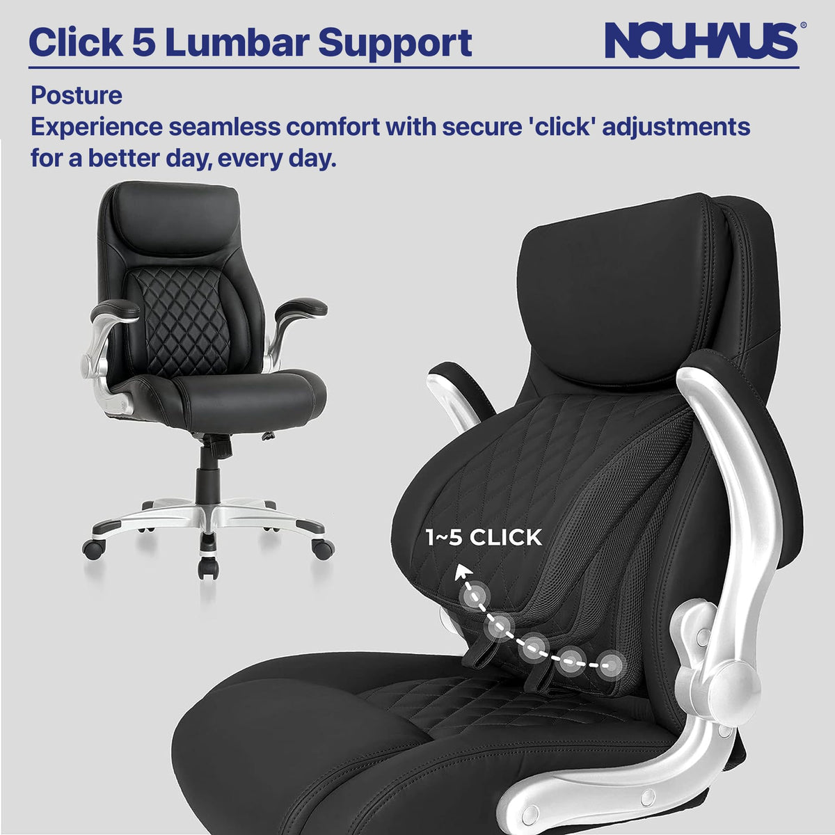 Ergonomic PU Leather Office Chair with Lumbar Support