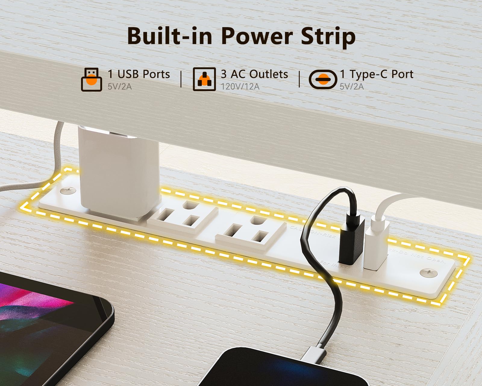 L-Shaped Electric Standing Desk with Power Outlets