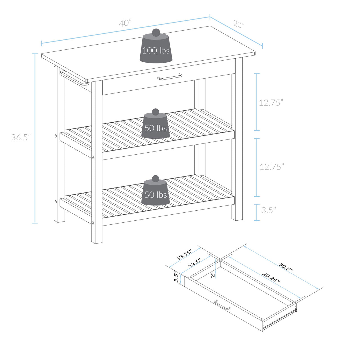 Solid Wood Kitchen Island