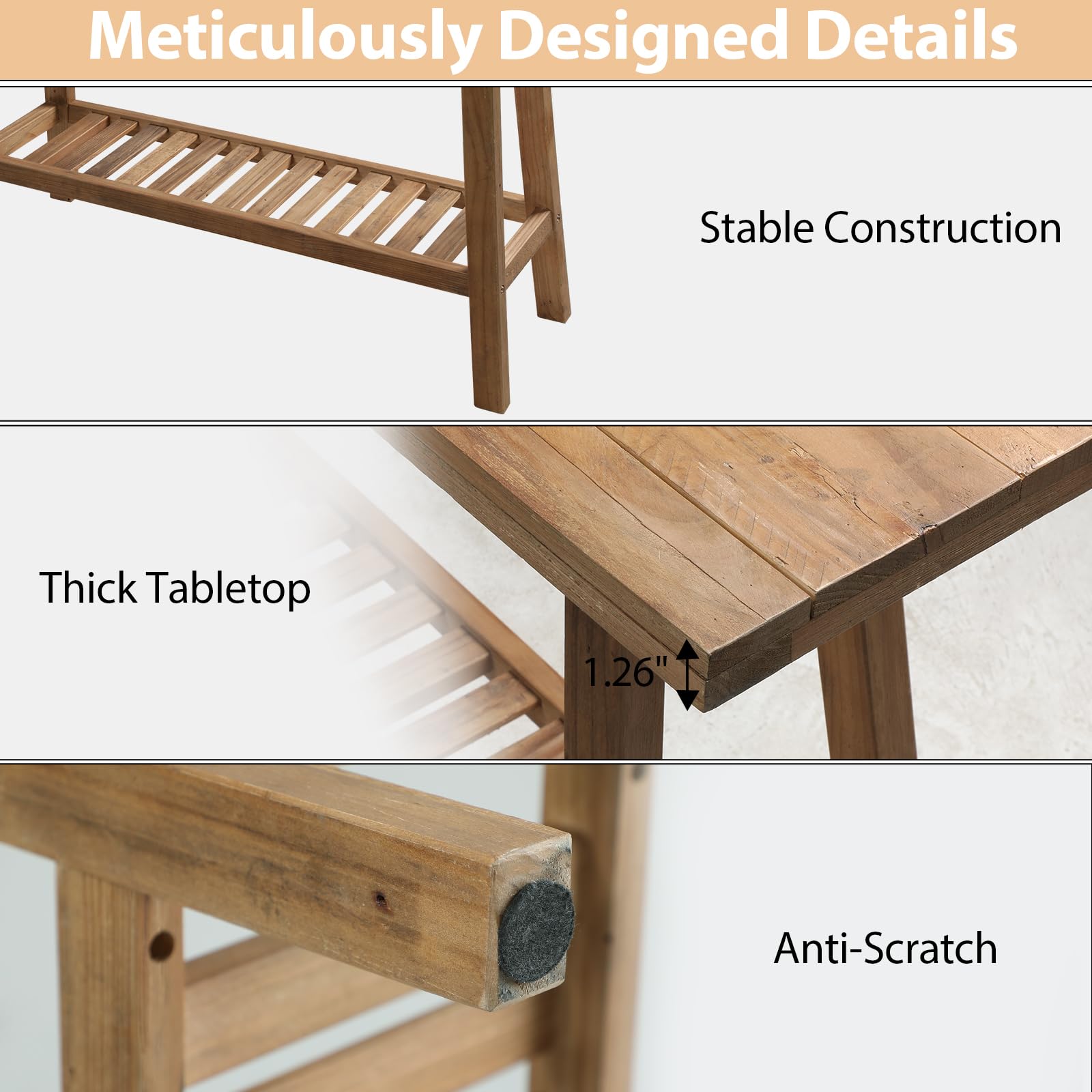 Reclaimed Wood Entryway Bench with Storage Shelf