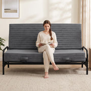 Sorrlla 6 Inch Futon Mattress Full Size, Foldable Futon Floor Sofa Bed with Soft Thick Quilted Cover- High Resilience Foam Filling for Home, Guest Room, Dorm, Grey (Frame Not Included)