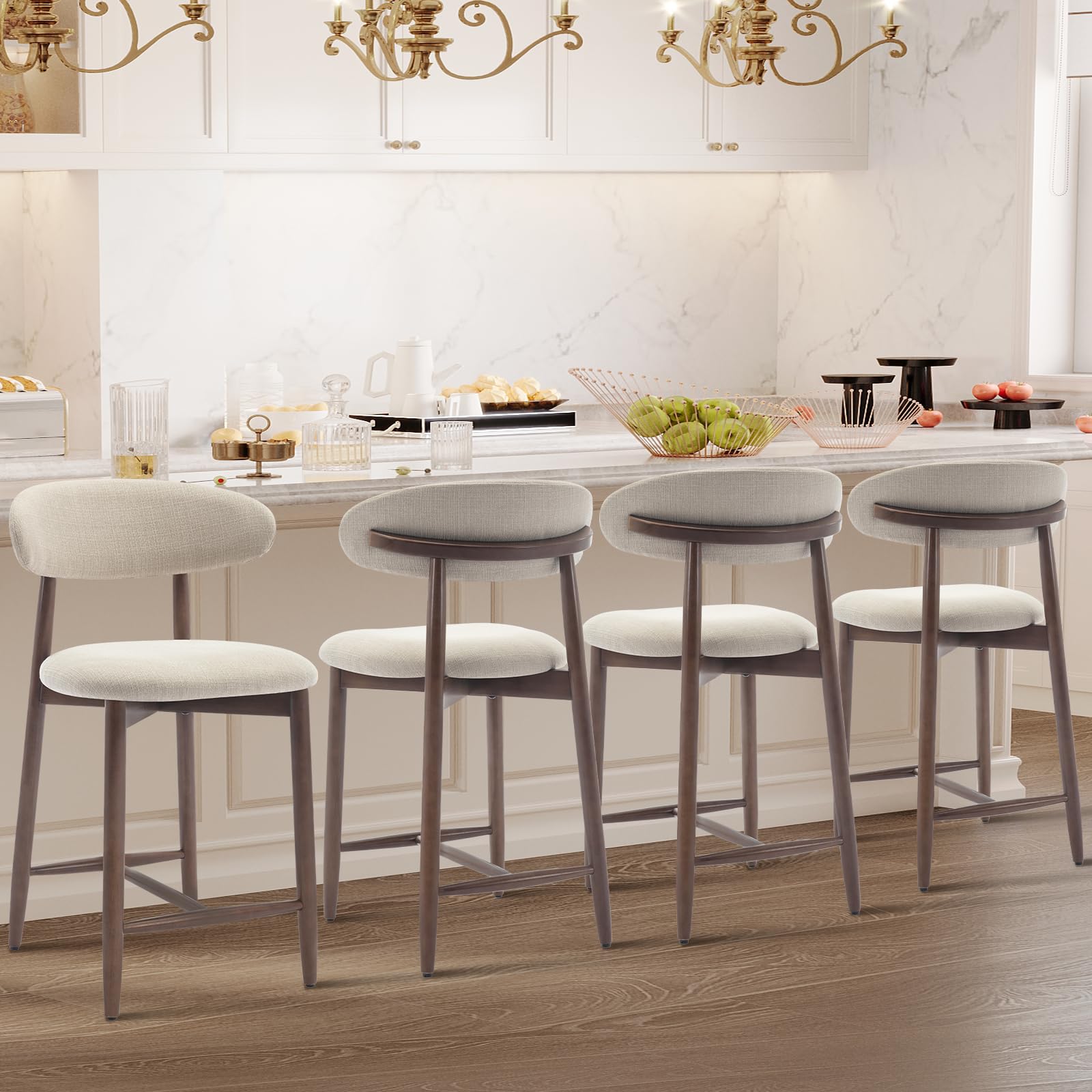 Mid-Century Modern Counter Height Bar Stools (Set of 4)