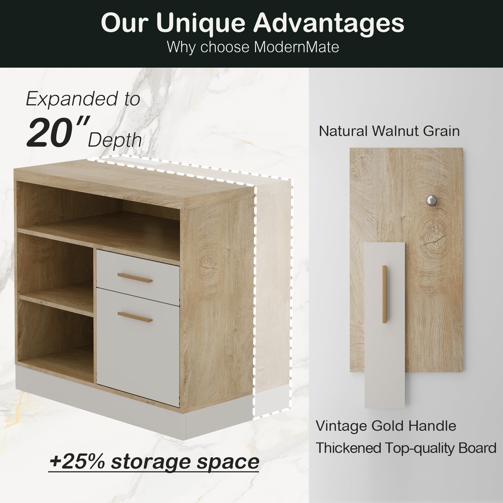 2-Drawer Wood File Cabinet with Lock & Power Outlets
