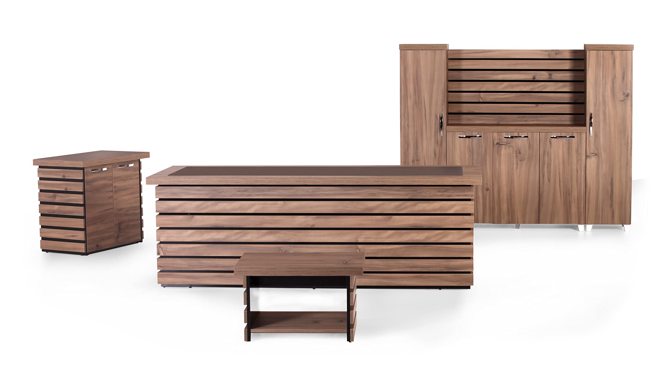 4-Piece Office Furniture Set with Executive Desk & Storage