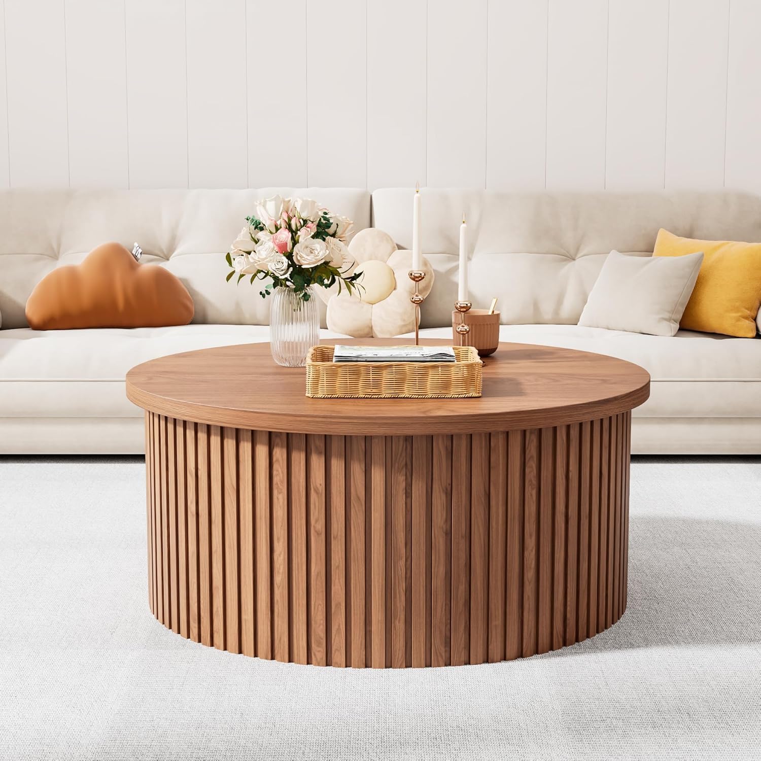 Round Lift Top Coffee Table with Storage