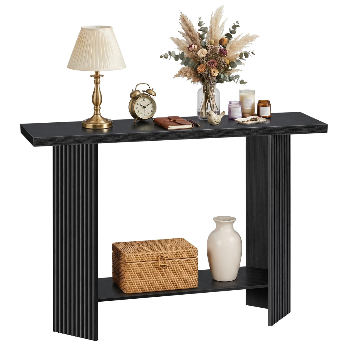 Black Fluted Console Table
