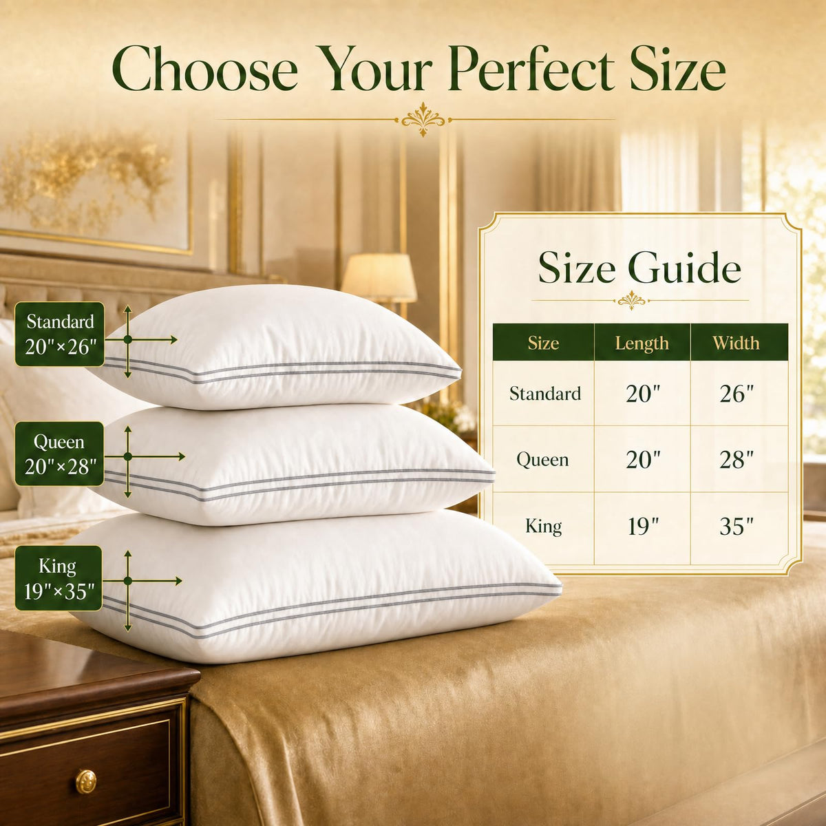 Goose Down Pillows Set of 2, King Size Hotel Quality Sleeping Pillows