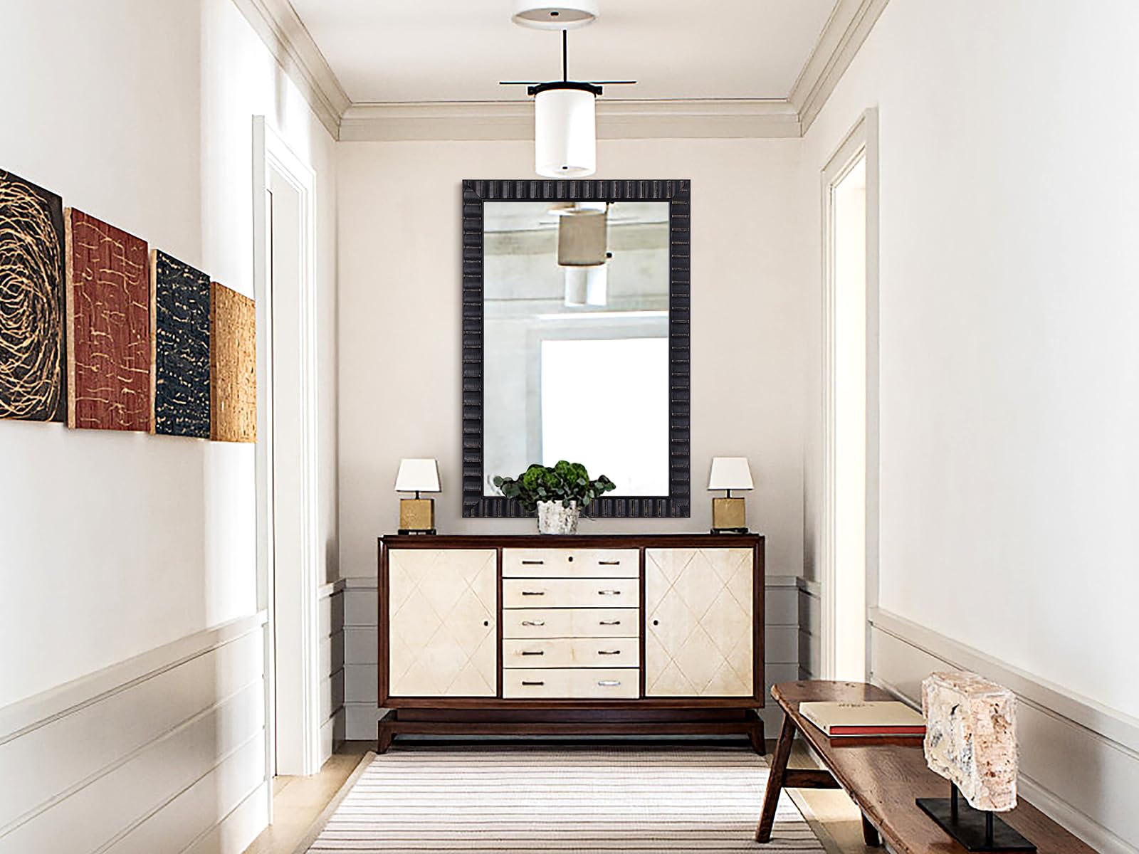 Rectangular Wood Frame Wall Mirror