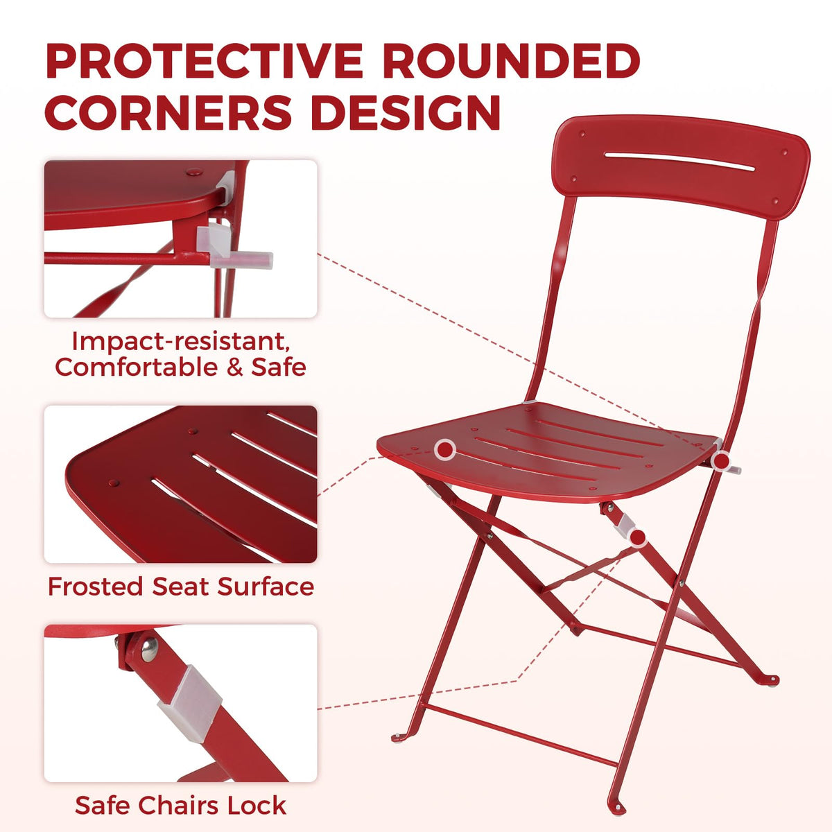 Red Folding Patio Bistro Set