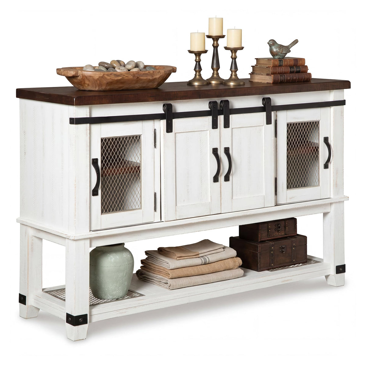 Signature Design by Ashley Valebeck Buffet Sideboard, Farmhouse Coffee Bar