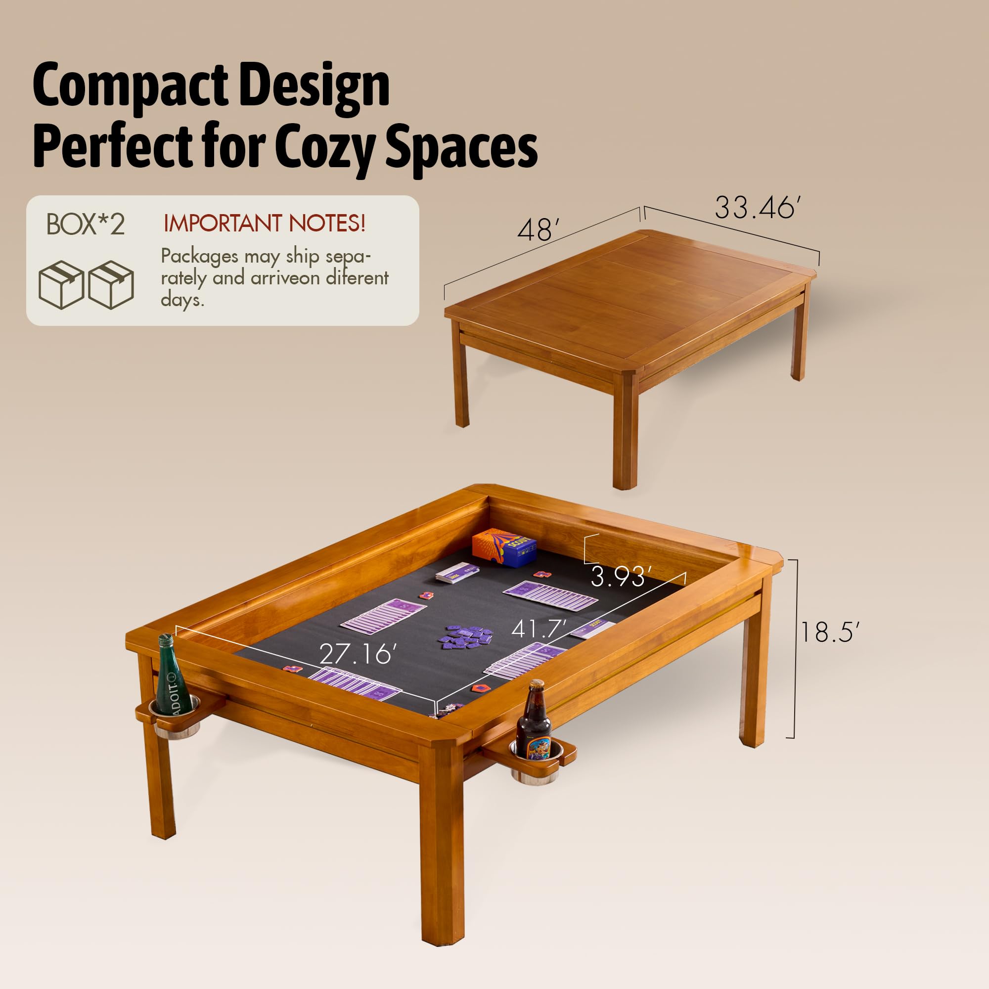 Board Game Coffee Table with Removable Top