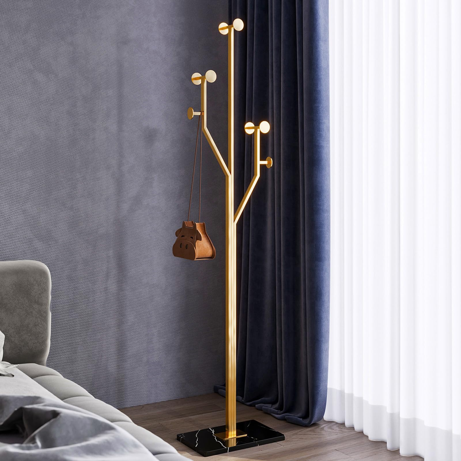 Freestanding Coat Rack with Marble Base