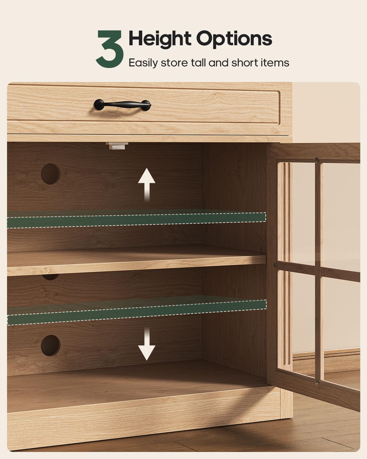Small Coffee Bar Cabinet, 31.5" Sideboard Buffet with Adjustable Shelf