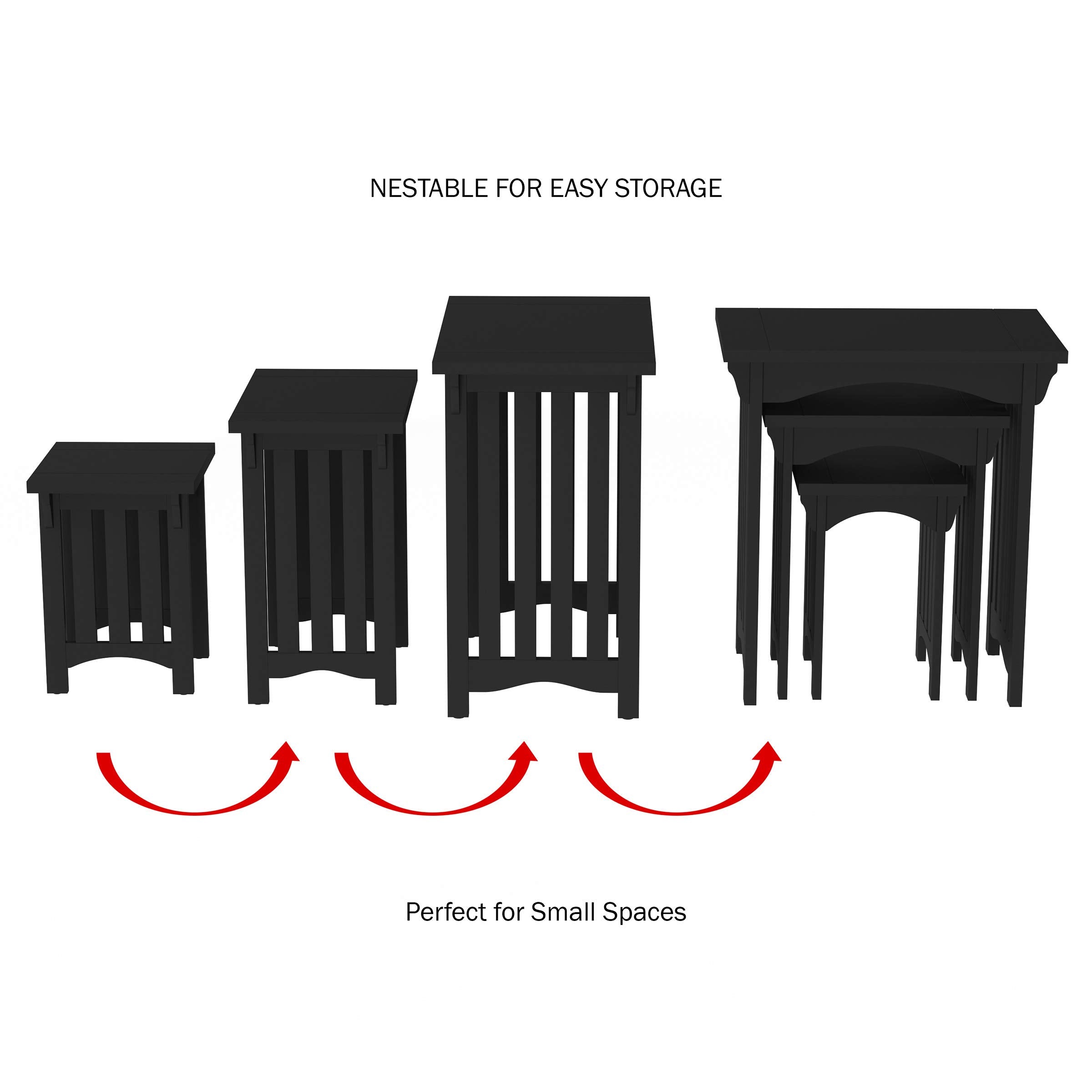Nesting Side Tables Set of 3 – Mid-Century Modern MDF Wood