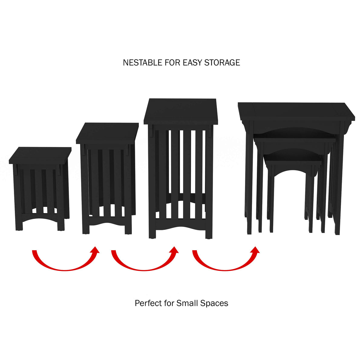 Black Nesting Tables, Set of 3