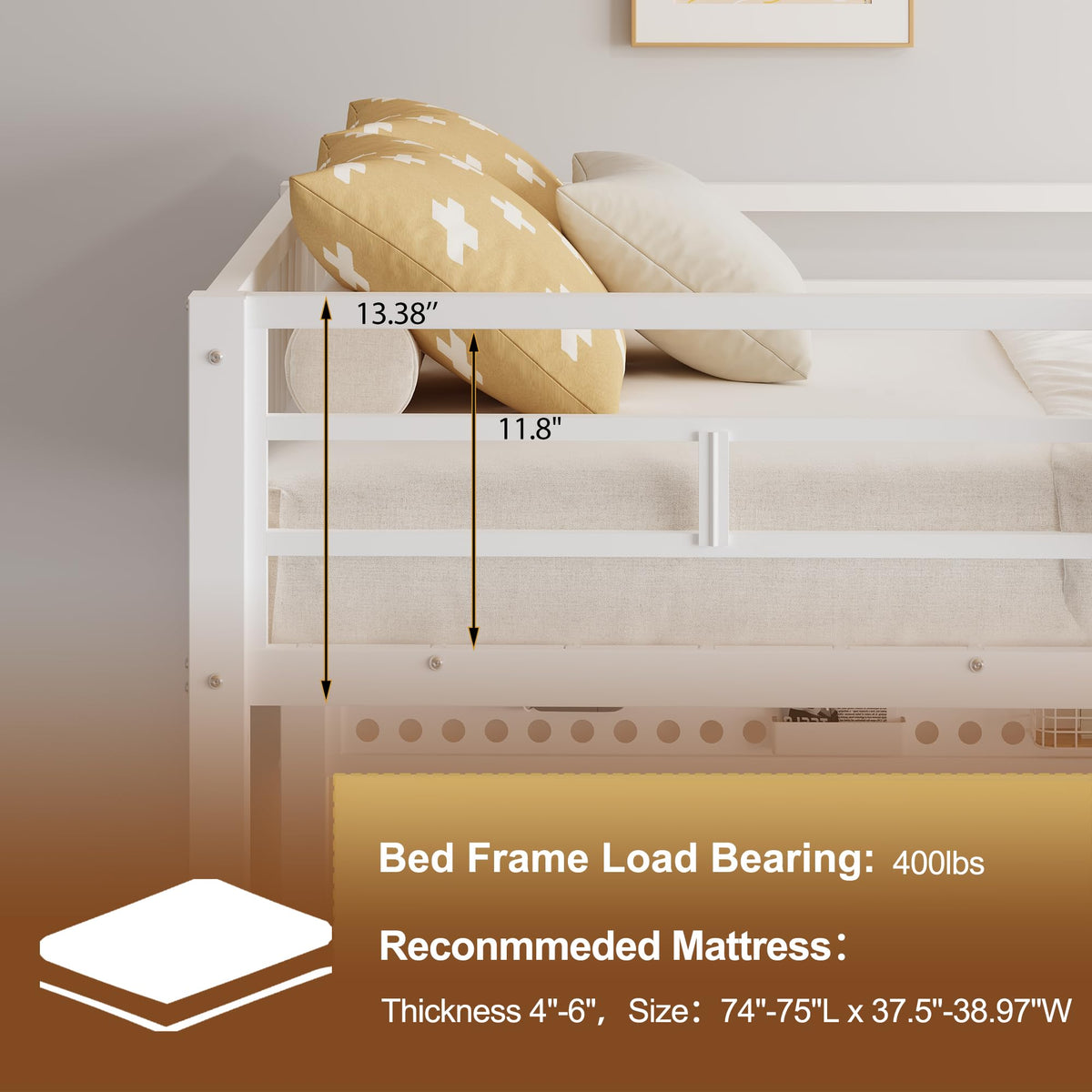 Decofy Twin Loft Bed with Desk and 6 Storage Drawers, Metal Twin Size Loft Beds with Charging Station & LED Lights, Bed Frame with Hanging Rod, Safety Ladder & Guardrail, Bedside Caddy for Kids, Teens