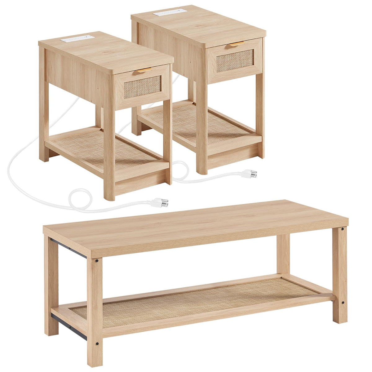 Rattan Coffee Table Set of 3
