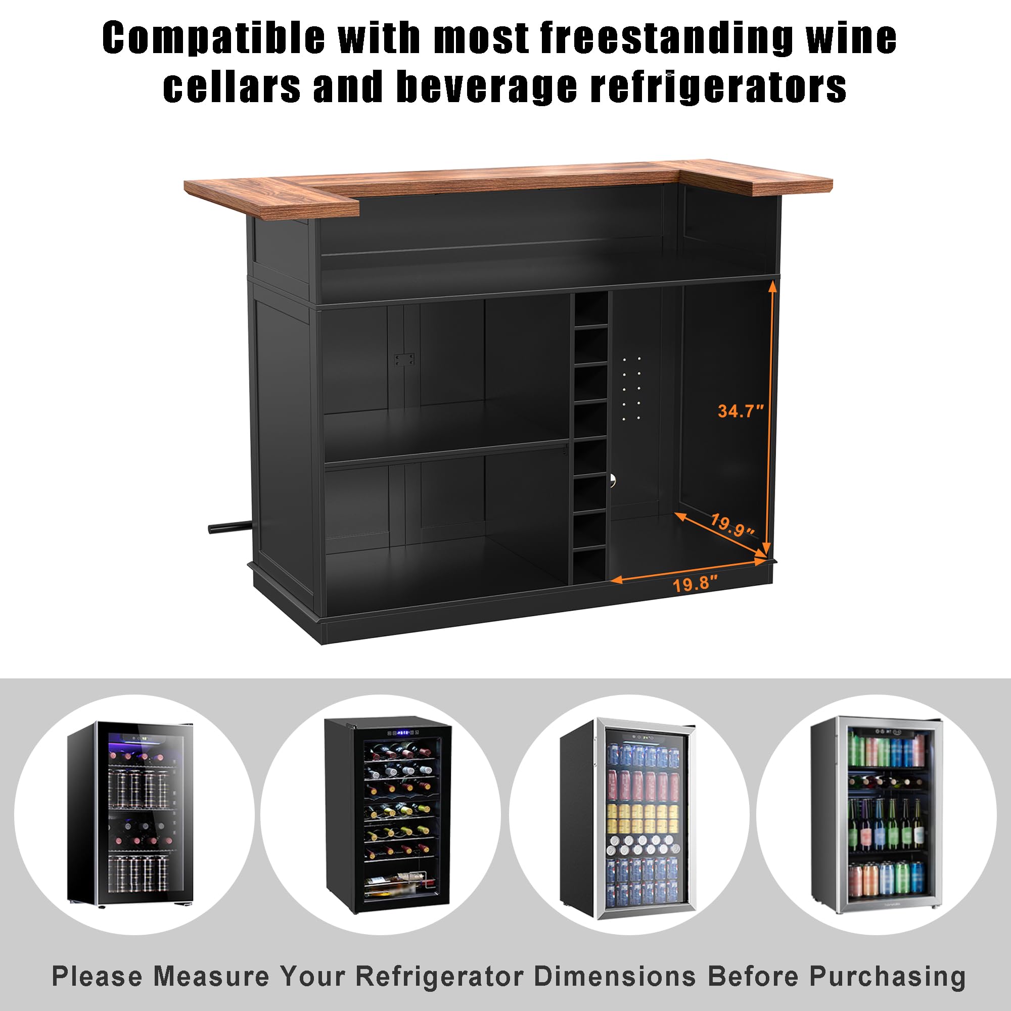 GDLF Home Bar Unit with Fridge Space, U-Shape Liquor Wine Cabinet, 63.1" Mini Bar Table with Storage for Basement or Living Room