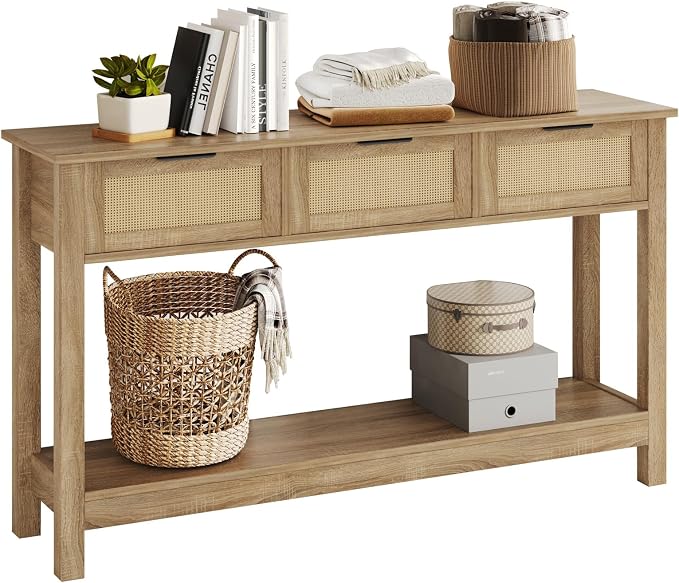 Rattan Drawer Console Table