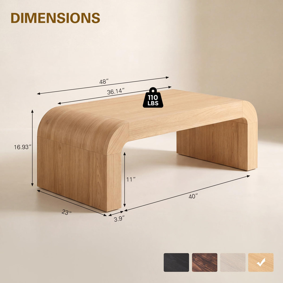 Curved Natural Oak Coffee Table