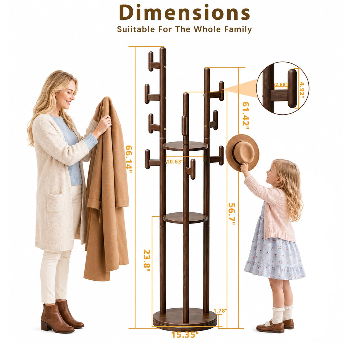 Rotating Wood Coat Rack
