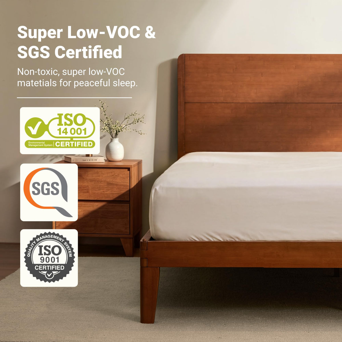 Oltrenest Bamboo Japanese Joinery Bed Frame with Headboard